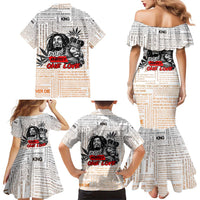 King of Reggae Legend Bob Family Matching Mermaid Dress and Hawaiian Shirt Lion Rastafari Cannabis Typography Style