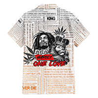 King of Reggae Legend Bob Family Matching Off The Shoulder Long Sleeve Dress and Hawaiian Shirt Lion Rastafari Cannabis Typography Style
