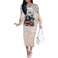 King of Reggae Legend Bob Family Matching Off The Shoulder Long Sleeve Dress and Hawaiian Shirt Lion Rastafari Cannabis Typography Style