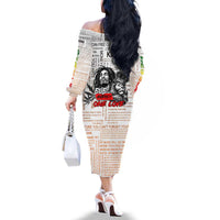 King of Reggae Legend Bob Family Matching Off The Shoulder Long Sleeve Dress and Hawaiian Shirt Lion Rastafari Cannabis Typography Style