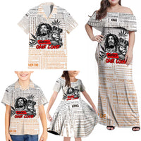 King of Reggae Legend Bob Family Matching Off Shoulder Maxi Dress and Hawaiian Shirt Lion Rastafari Cannabis Typography Style