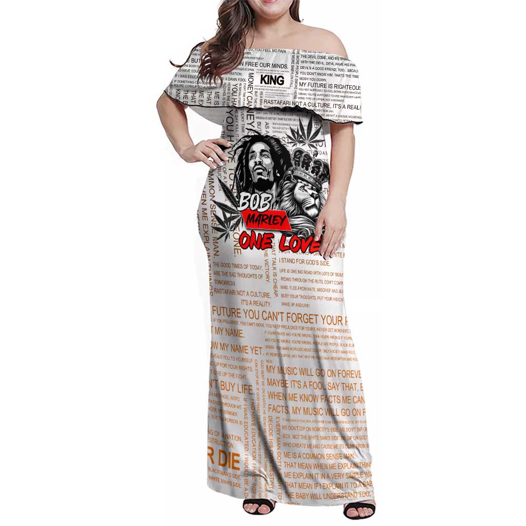 King of Reggae Legend Bob Family Matching Off Shoulder Maxi Dress and Hawaiian Shirt Lion Rastafari Cannabis Typography Style