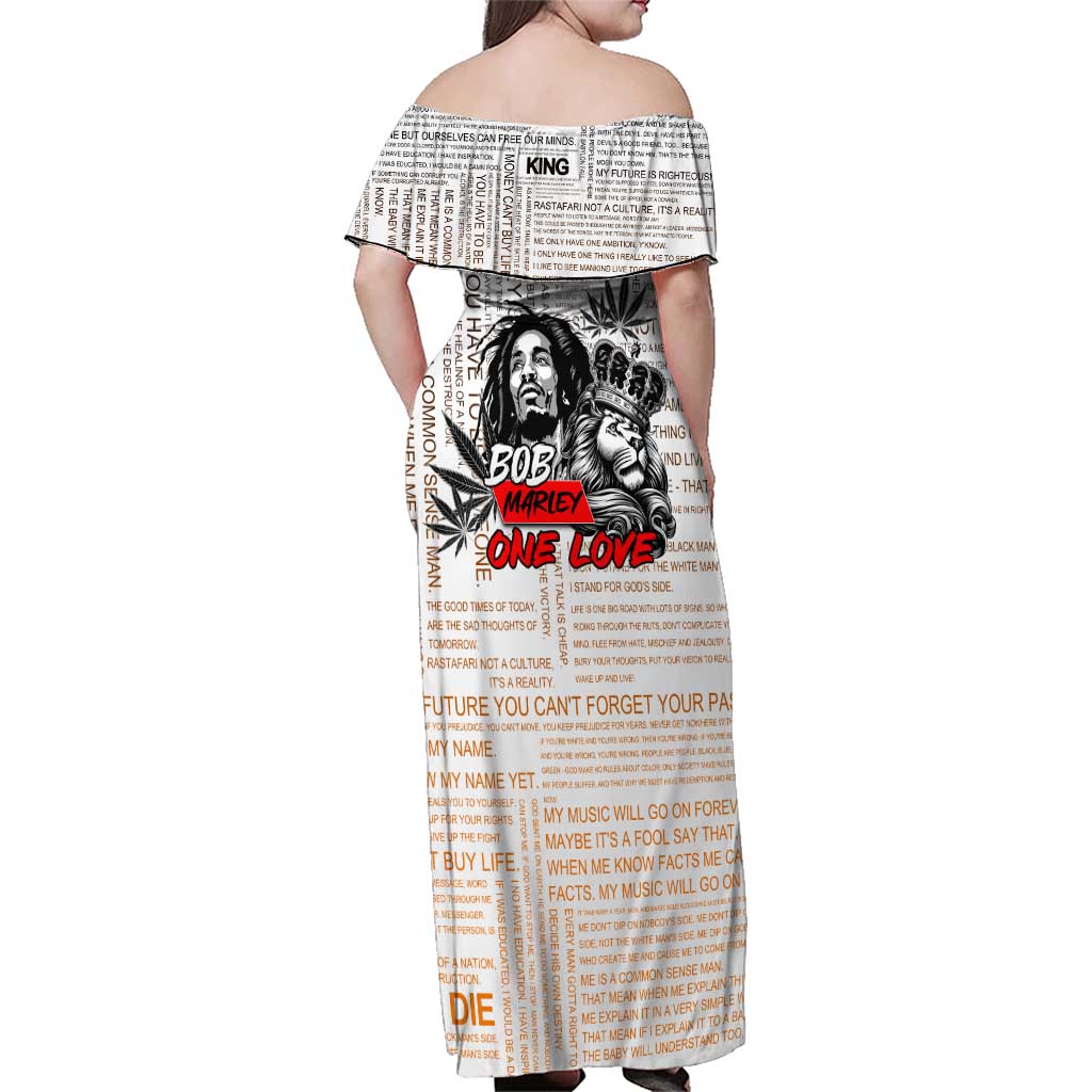 King of Reggae Legend Bob Family Matching Off Shoulder Maxi Dress and Hawaiian Shirt Lion Rastafari Cannabis Typography Style
