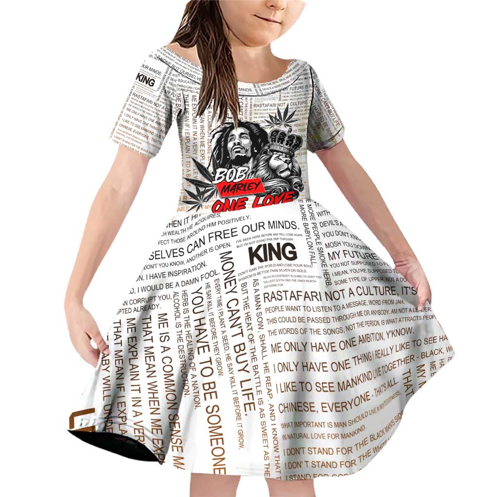 King of Reggae Legend Bob Family Matching Off Shoulder Short Dress and Hawaiian Shirt Lion Rastafari Cannabis Typography Style