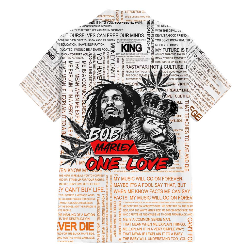 King of Reggae Legend Bob Family Matching Off Shoulder Short Dress and Hawaiian Shirt Lion Rastafari Cannabis Typography Style