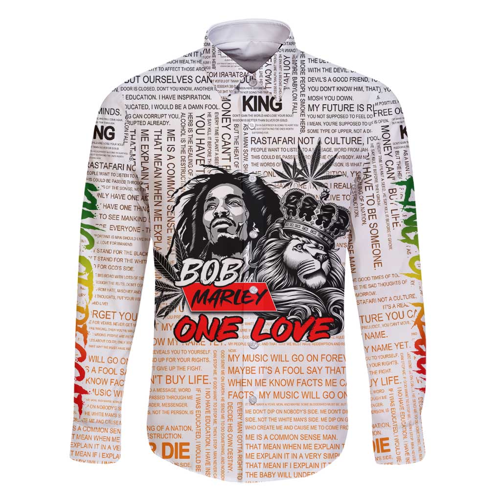 King of Reggae Legend Bob Family Matching Off Shoulder Short Dress and Hawaiian Shirt Lion Rastafari Cannabis Typography Style