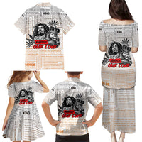 King of Reggae Legend Bob Family Matching Puletasi and Hawaiian Shirt Lion Rastafari Cannabis Typography Style