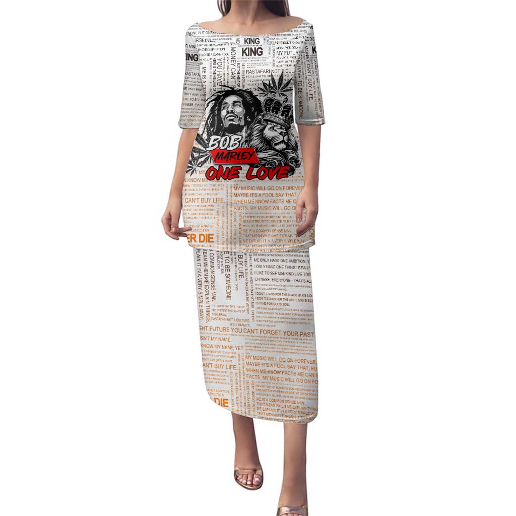 King of Reggae Legend Bob Family Matching Puletasi and Hawaiian Shirt Lion Rastafari Cannabis Typography Style