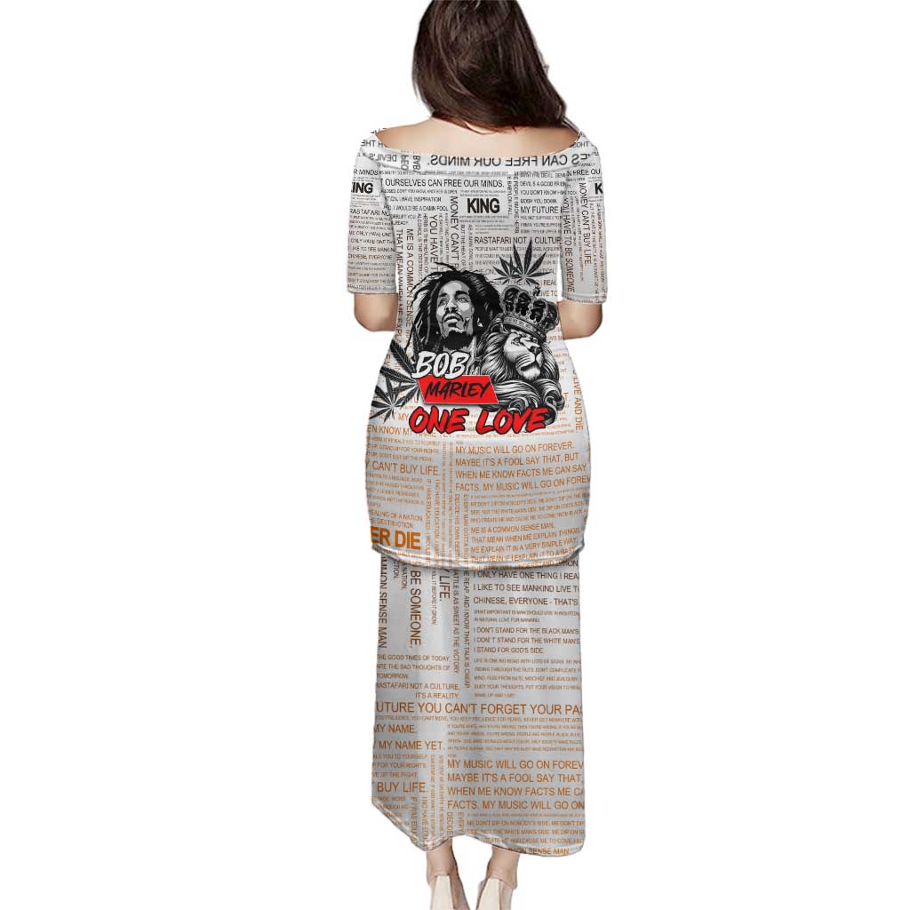 King of Reggae Legend Bob Family Matching Puletasi and Hawaiian Shirt Lion Rastafari Cannabis Typography Style