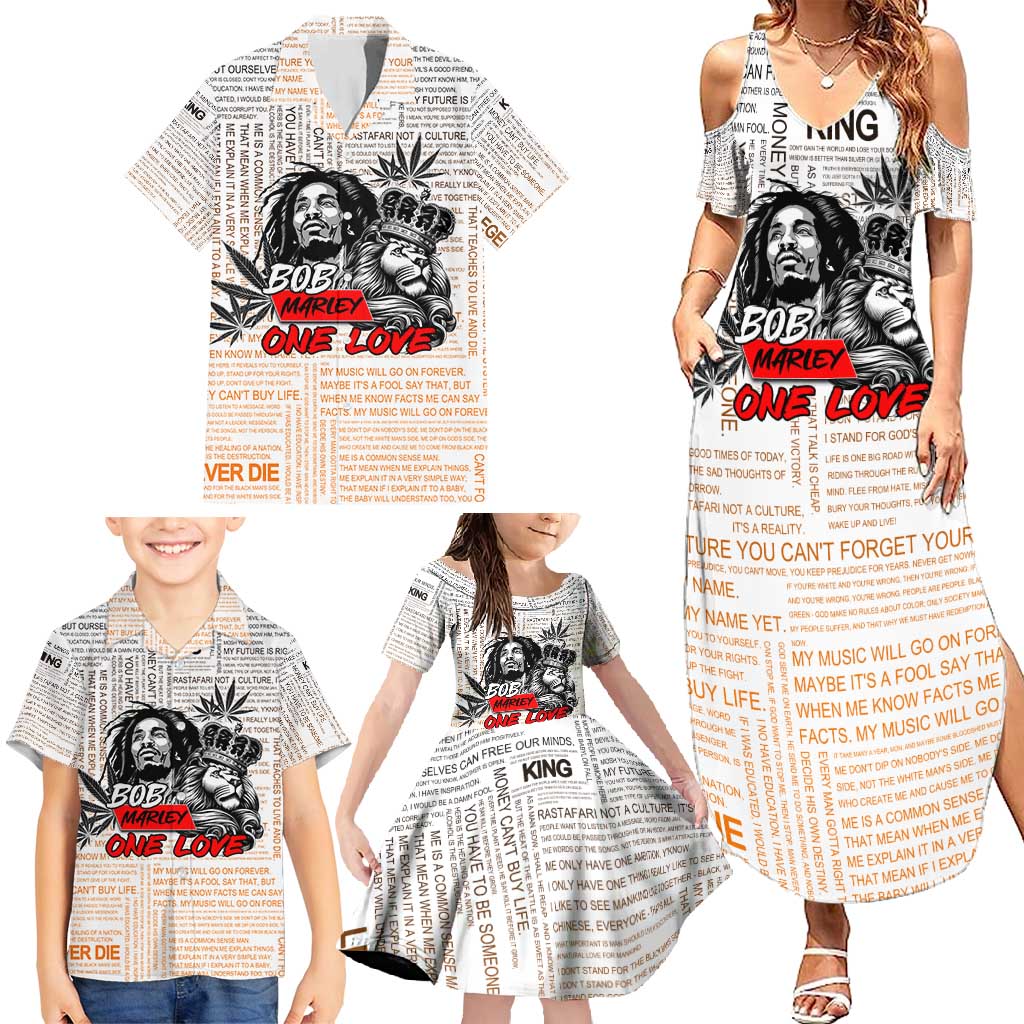 King of Reggae Legend Bob Family Matching Summer Maxi Dress and Hawaiian Shirt Lion Rastafari Cannabis Typography Style