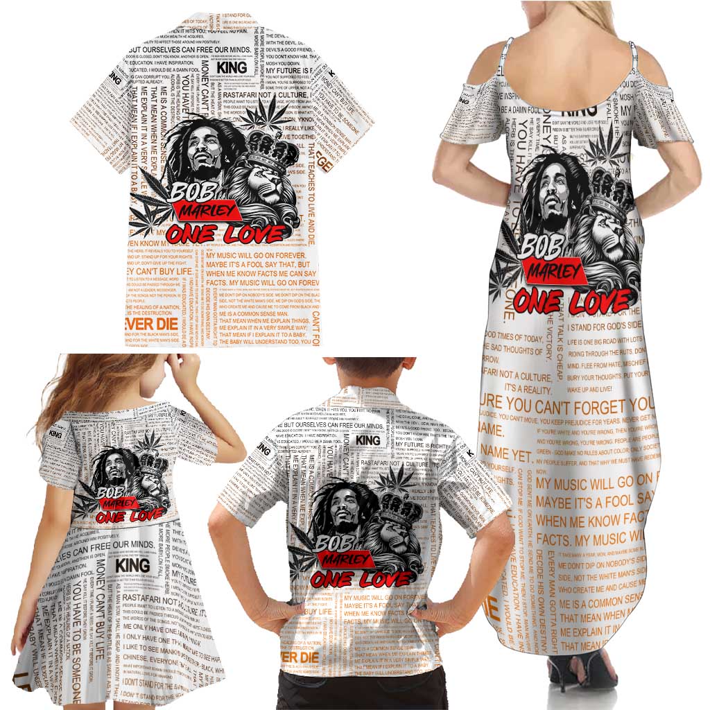 King of Reggae Legend Bob Family Matching Summer Maxi Dress and Hawaiian Shirt Lion Rastafari Cannabis Typography Style