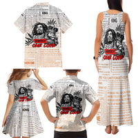 King of Reggae Legend Bob Family Matching Tank Maxi Dress and Hawaiian Shirt Lion Rastafari Cannabis Typography Style