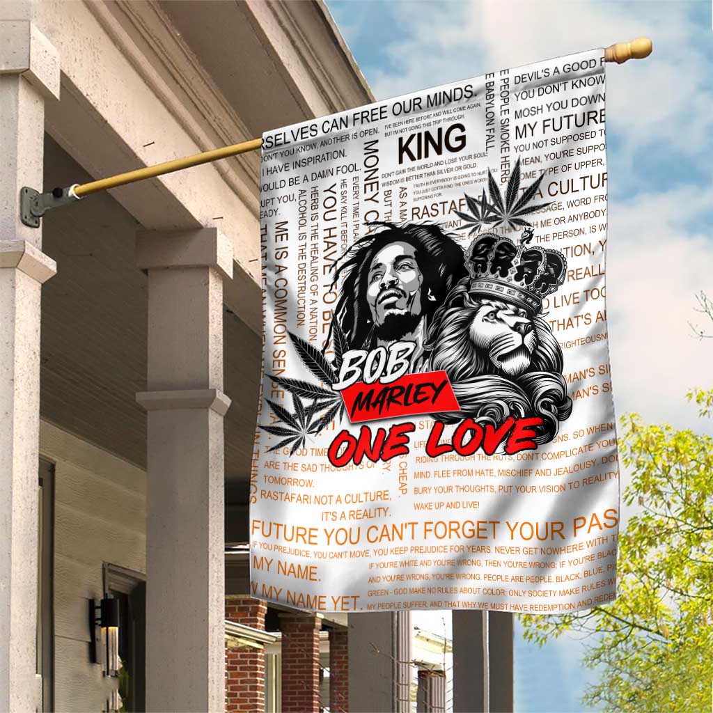 King of Reggae Legend Bob Garden Flag Lion Rastafari Cannabis Typography Style