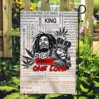King of Reggae Legend Bob Garden Flag Lion Rastafari Cannabis Typography Style