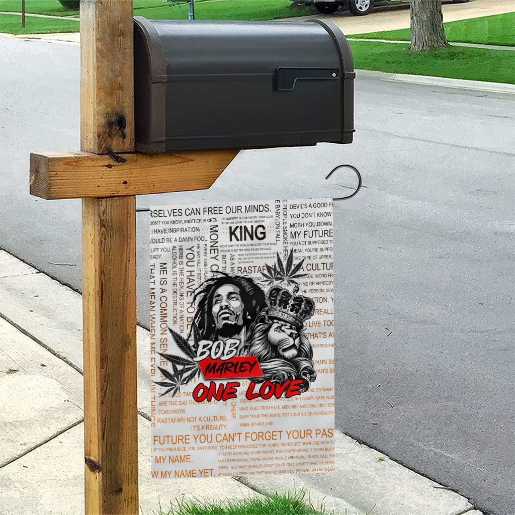 King of Reggae Legend Bob Garden Flag Lion Rastafari Cannabis Typography Style