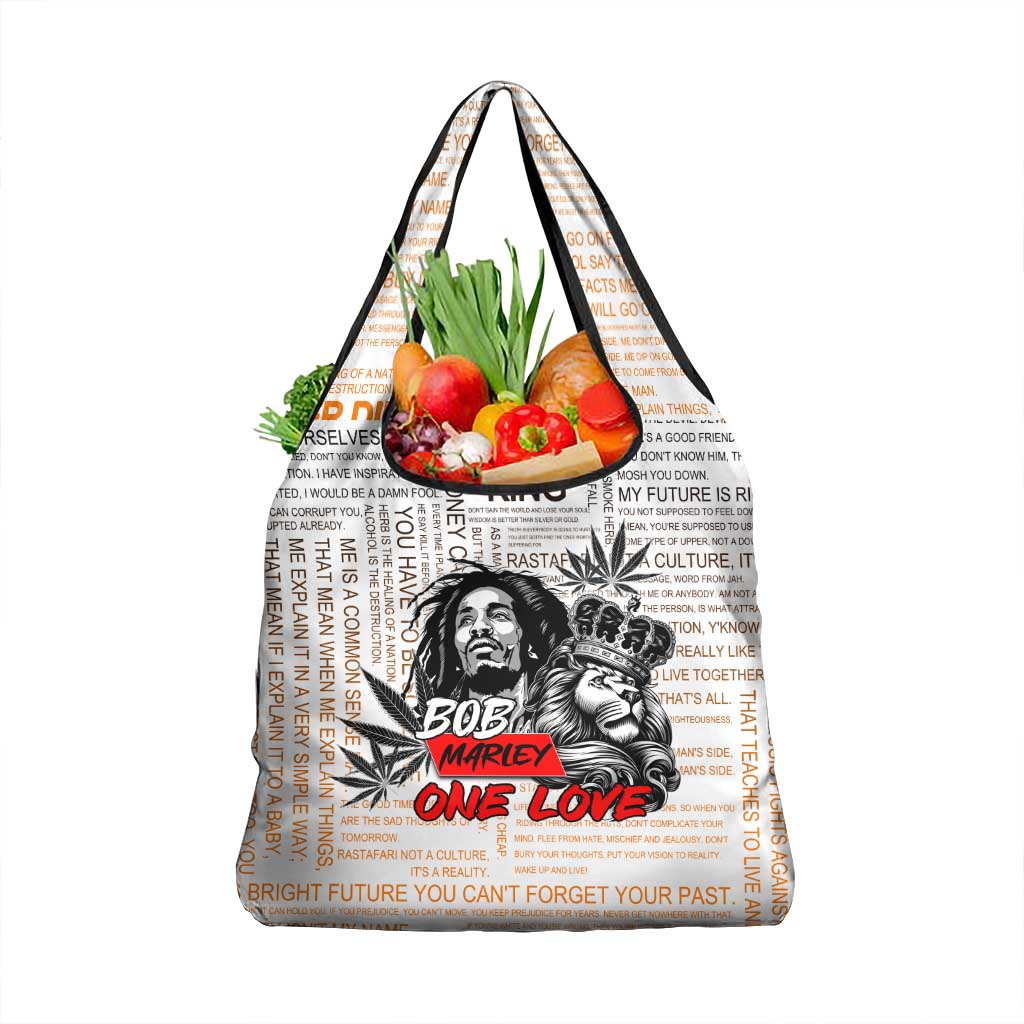 King of Reggae Legend Bob Grocery Bag Lion Rastafari Cannabis Typography Style