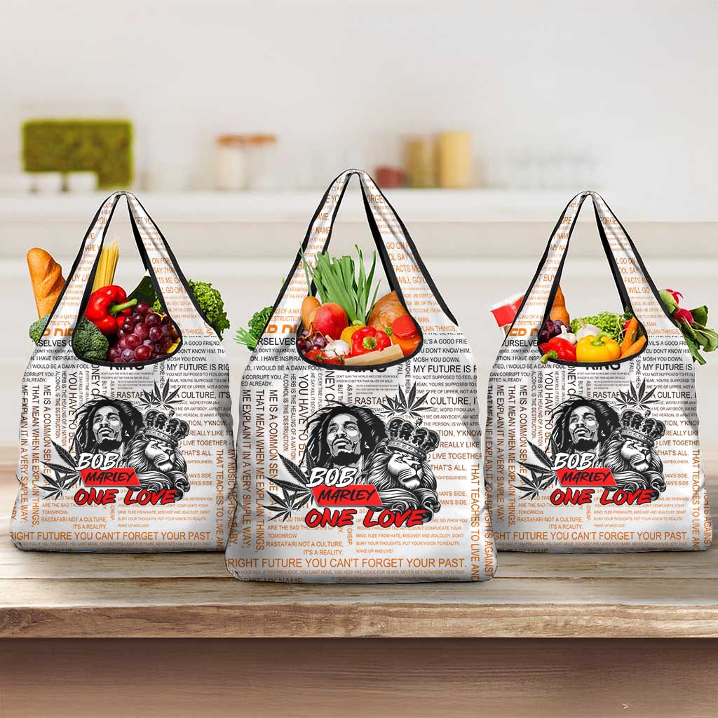 King of Reggae Legend Bob Grocery Bag Lion Rastafari Cannabis Typography Style