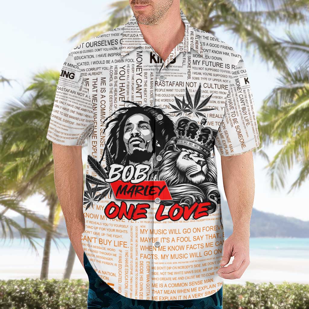 King of Reggae Legend Bob Hawaiian Shirt Lion Rastafari Cannabis Typography Style