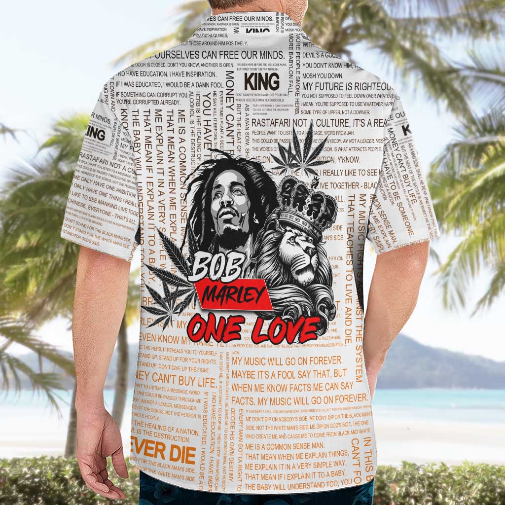 King of Reggae Legend Bob Hawaiian Shirt Lion Rastafari Cannabis Typography Style