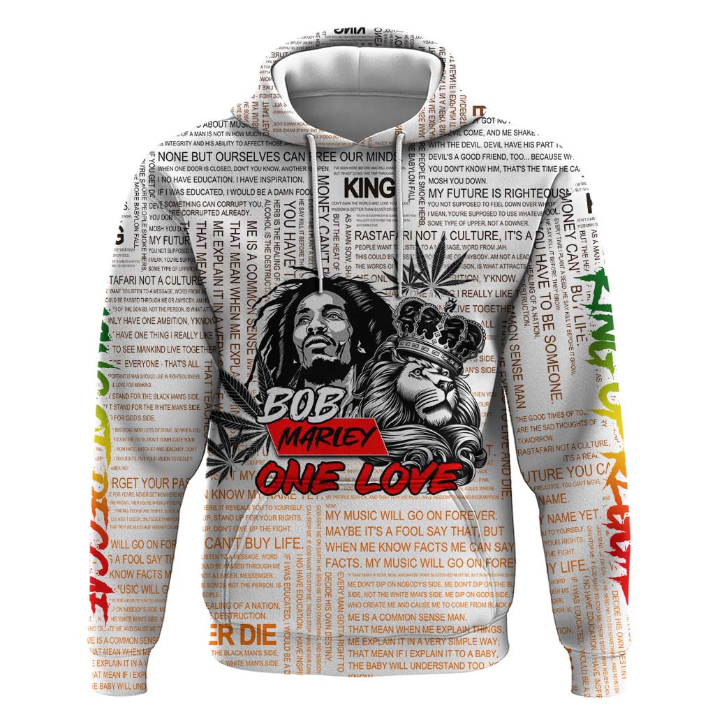 King of Reggae Legend Bob Hoodie Lion Rastafari Cannabis Typography Style