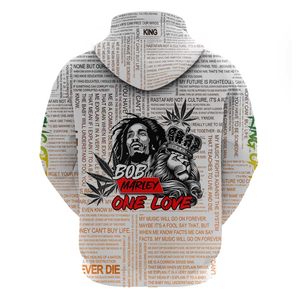 King of Reggae Legend Bob Hoodie Lion Rastafari Cannabis Typography Style
