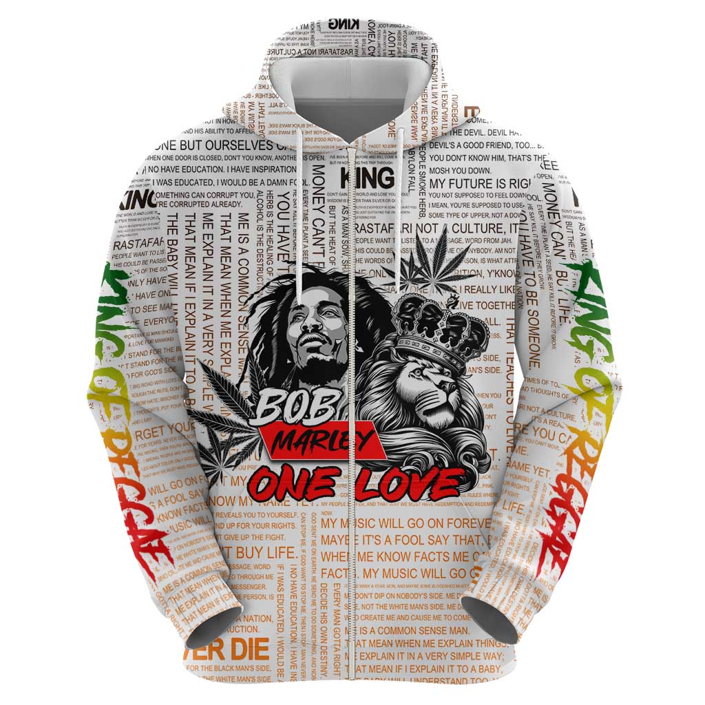 King of Reggae Legend Bob Hoodie Lion Rastafari Cannabis Typography Style