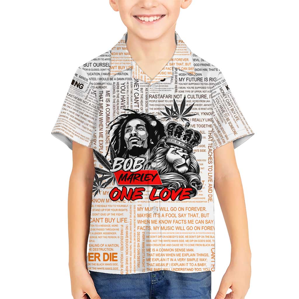 King of Reggae Legend Bob Kid Hawaiian Shirt Lion Rastafari Cannabis Typography Style