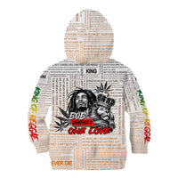 King of Reggae Legend Bob Kid Hoodie Lion Rastafari Cannabis Typography Style
