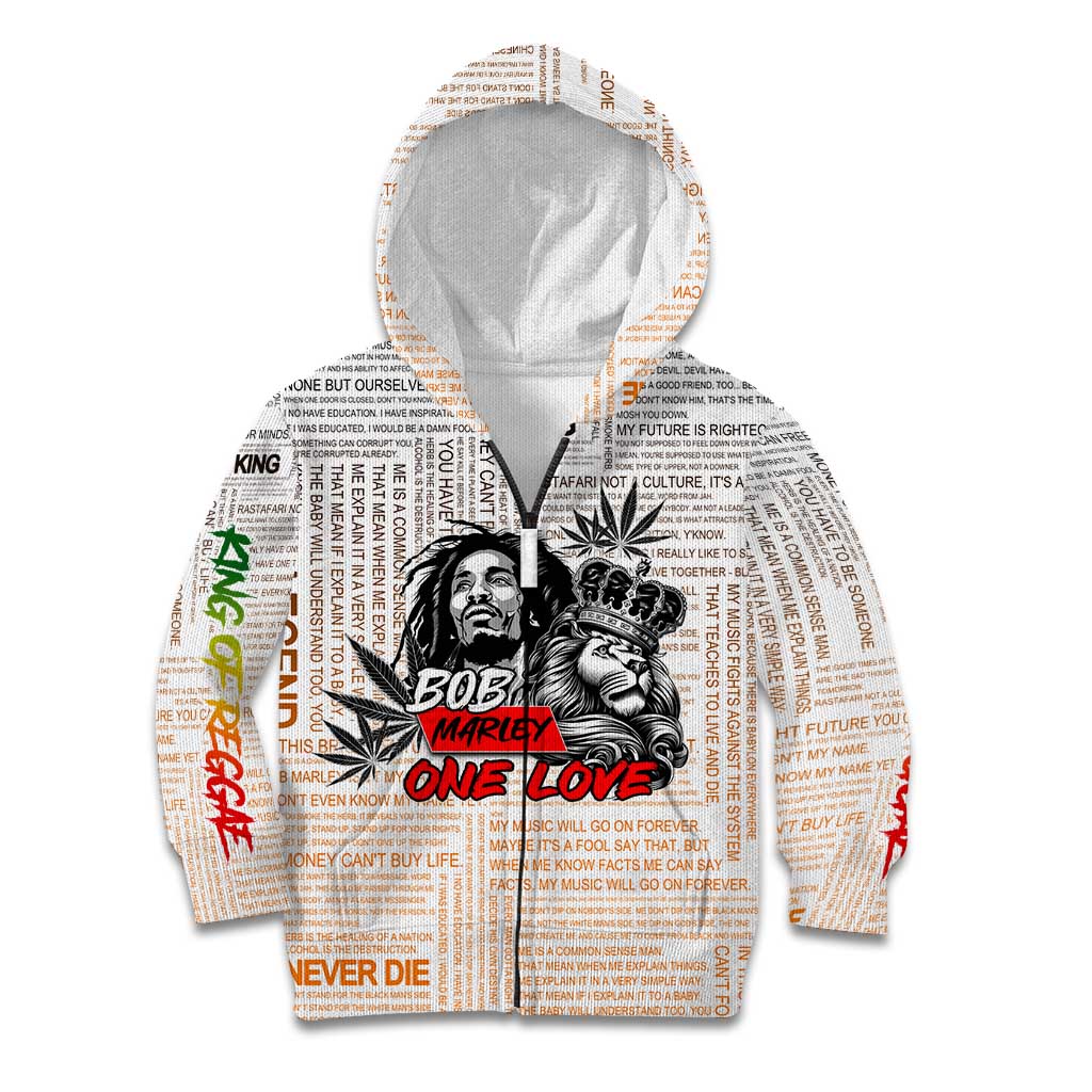 King of Reggae Legend Bob Kid Hoodie Lion Rastafari Cannabis Typography Style
