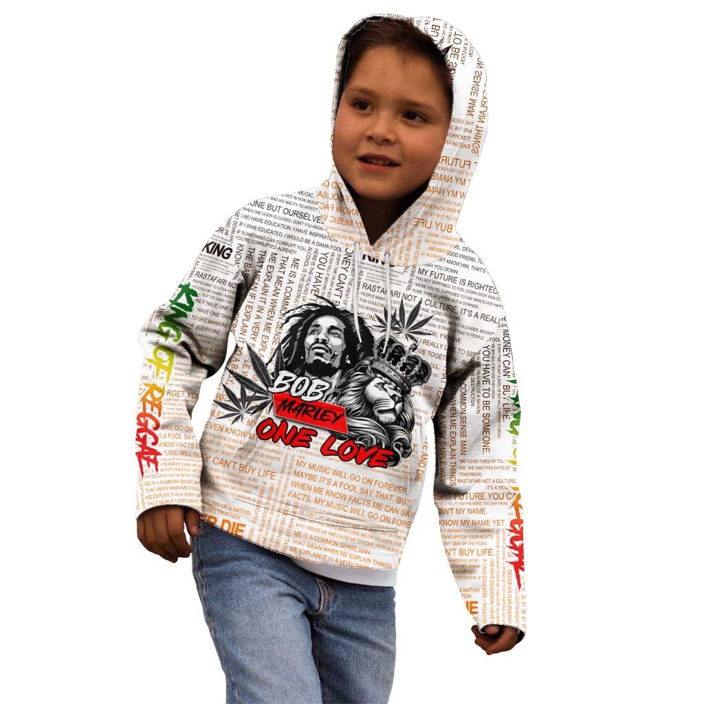 King of Reggae Legend Bob Kid Hoodie Lion Rastafari Cannabis Typography Style