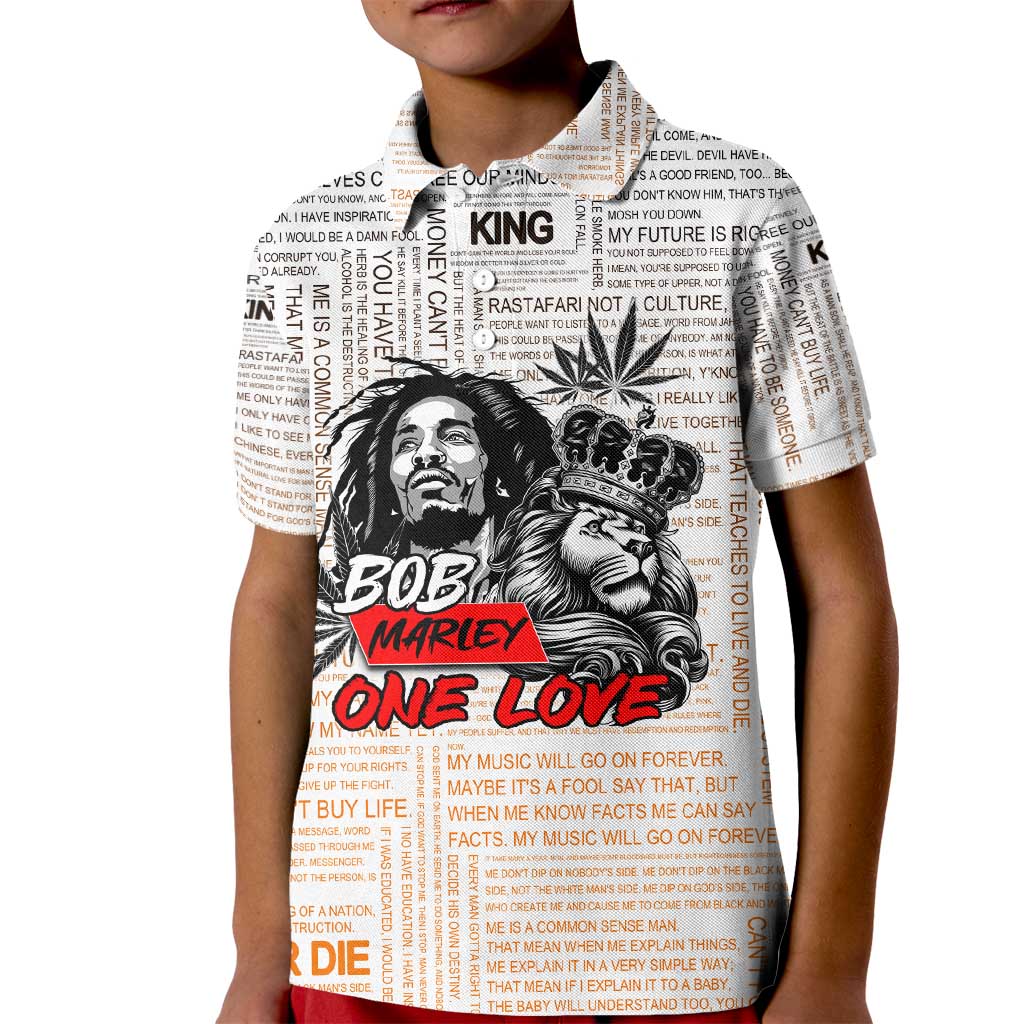 King of Reggae Legend Bob Kid Polo Shirt Lion Rastafari Cannabis Typography Style