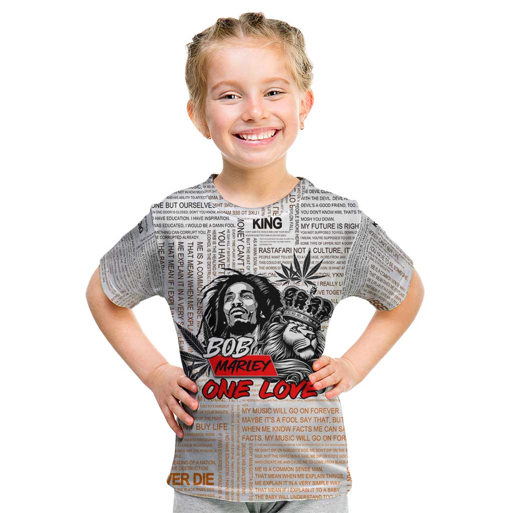 King of Reggae Legend Bob Kid T Shirt Lion Rastafari Cannabis Typography Style