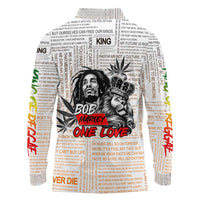 King of Reggae Legend Bob Long Sleeve Polo Shirt Lion Rastafari Cannabis Typography Style