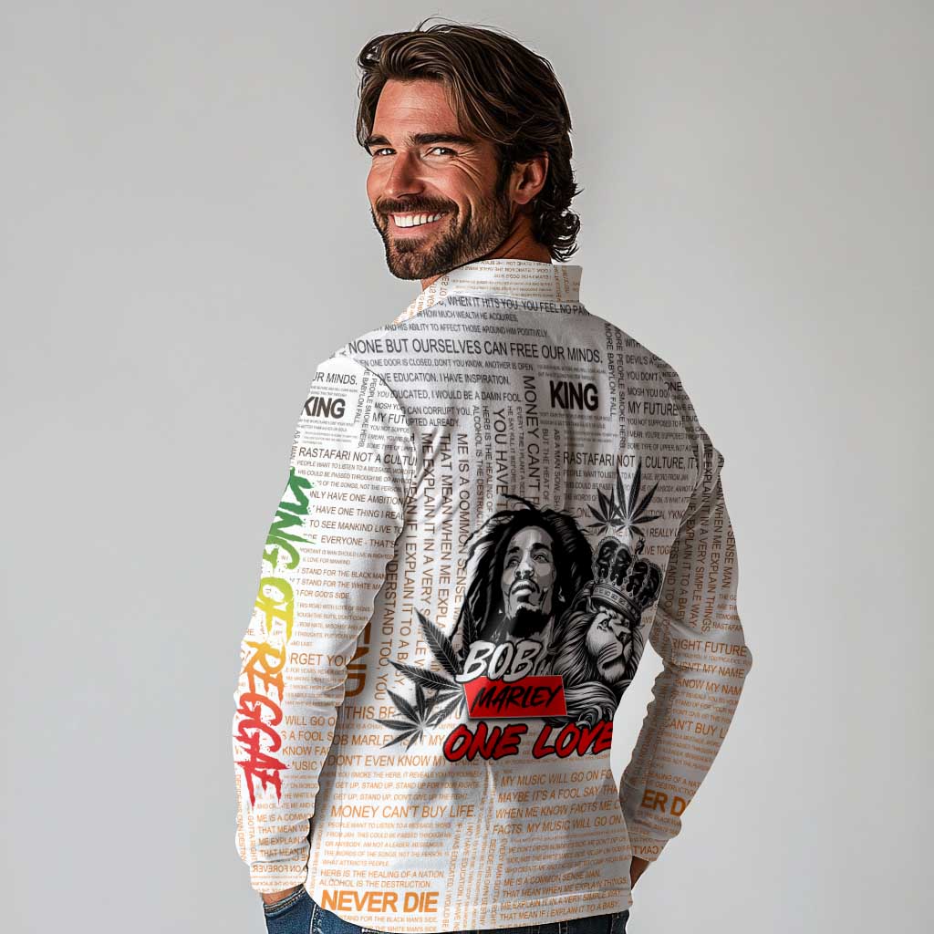 King of Reggae Legend Bob Long Sleeve Polo Shirt Lion Rastafari Cannabis Typography Style