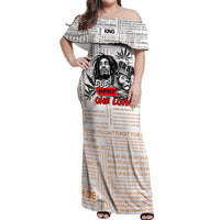 King of Reggae Legend Bob Off Shoulder Maxi Dress Lion Rastafari Cannabis Typography Style