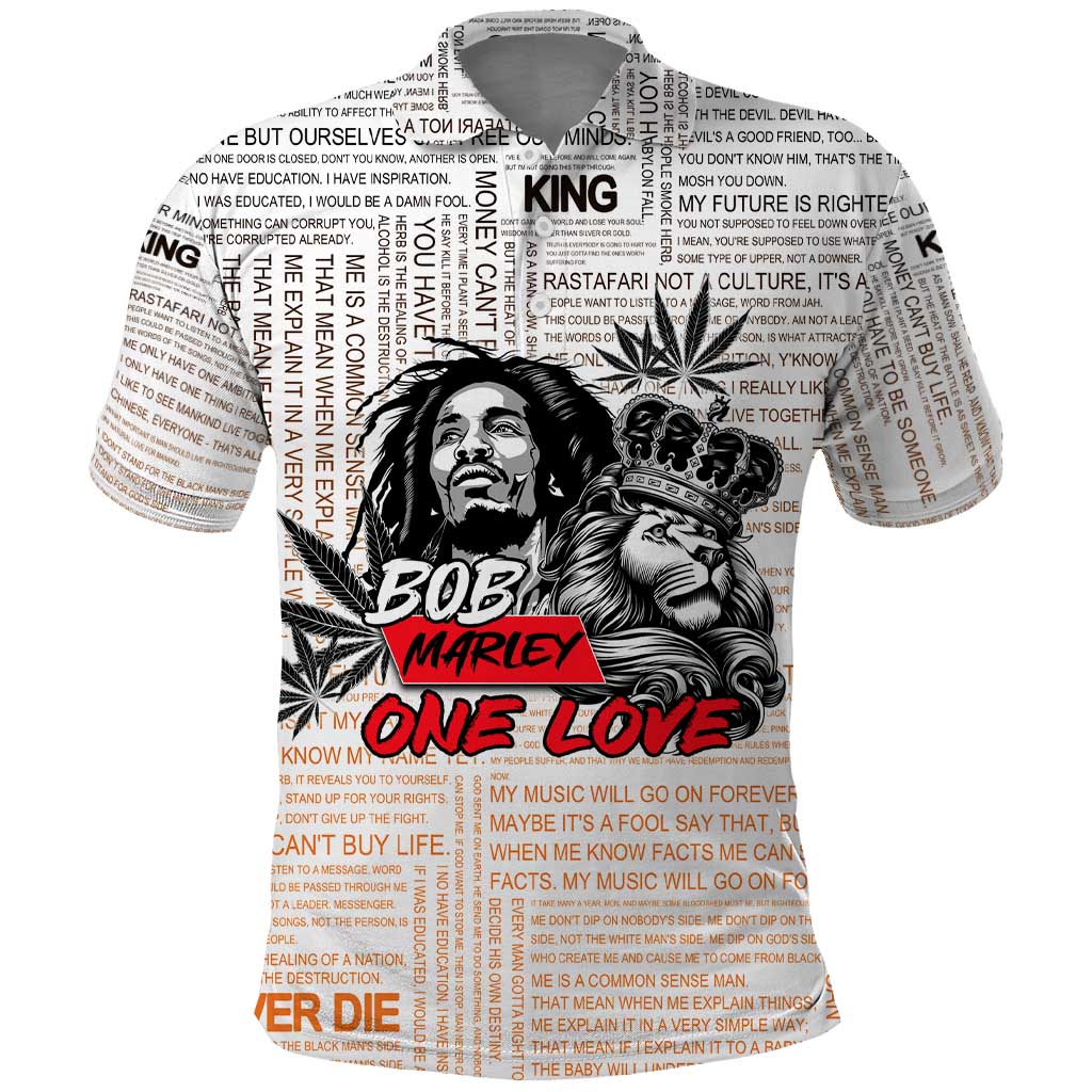 King of Reggae Legend Bob Polo Shirt Lion Rastafari Cannabis Typography Style