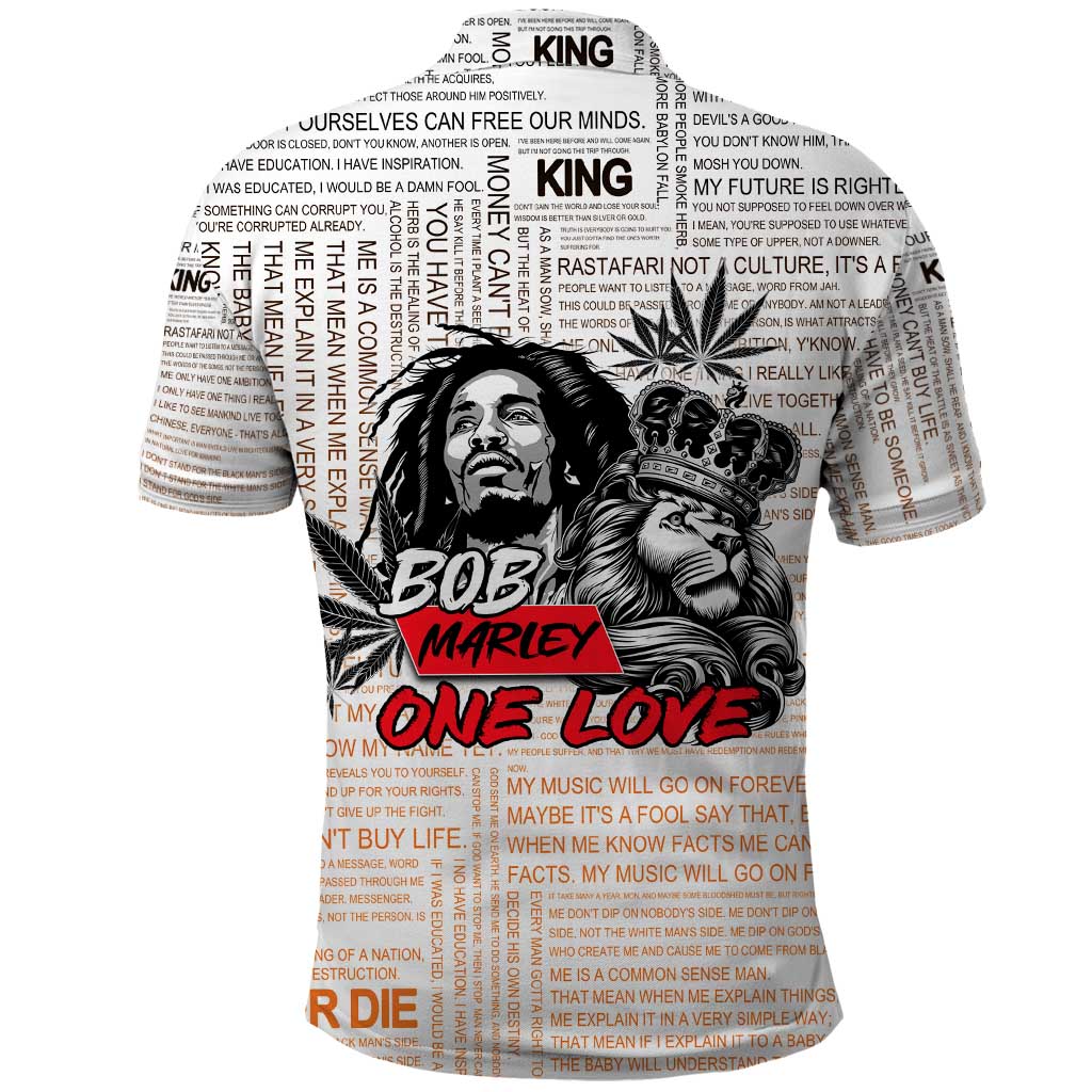 King of Reggae Legend Bob Polo Shirt Lion Rastafari Cannabis Typography Style