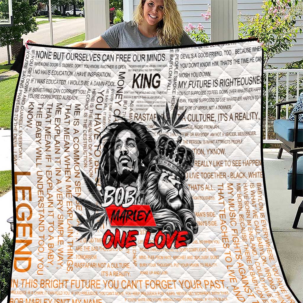 King of Reggae Legend Bob Quilt Lion Rastafari Cannabis Typography Style