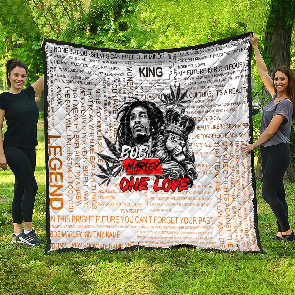 King of Reggae Legend Bob Quilt Lion Rastafari Cannabis Typography Style
