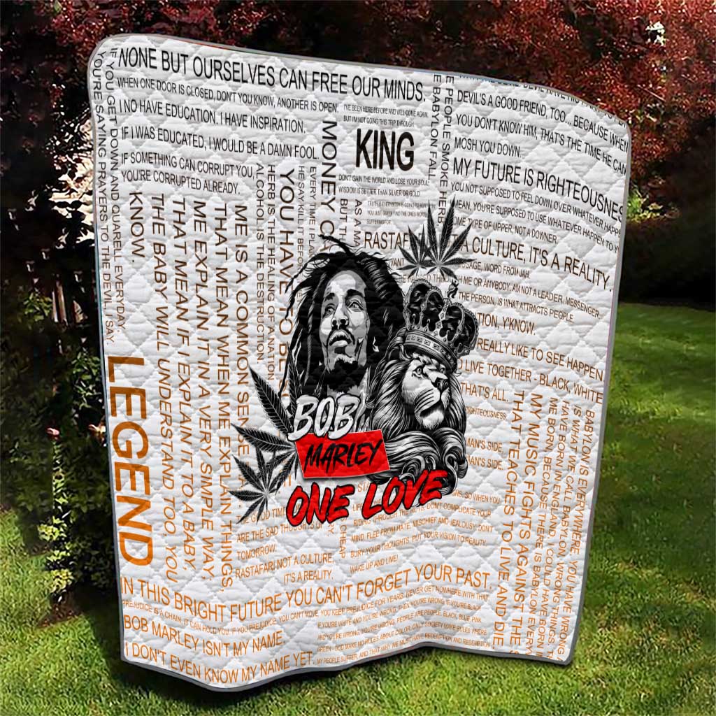 King of Reggae Legend Bob Quilt Lion Rastafari Cannabis Typography Style