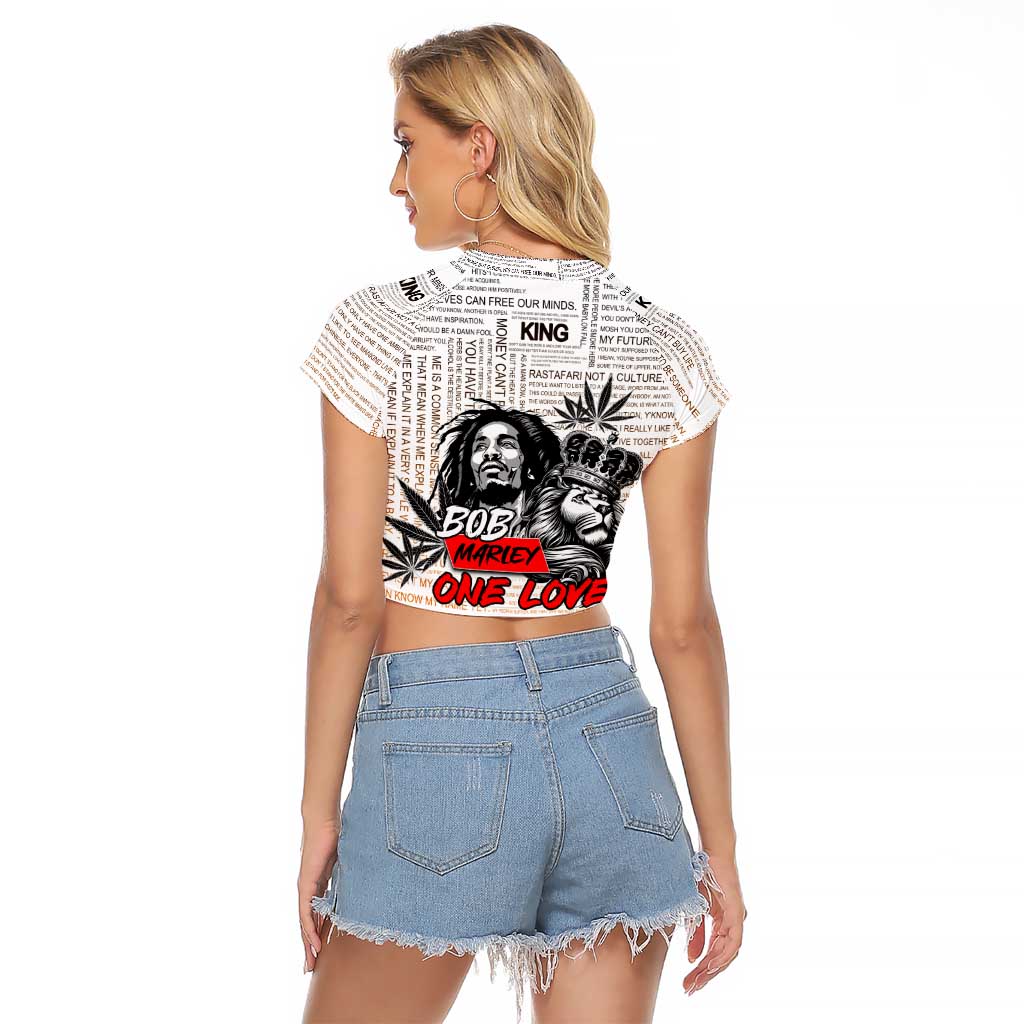 King of Reggae Legend Bob Raglan Cropped T Shirt Lion Rastafari Cannabis Typography Style