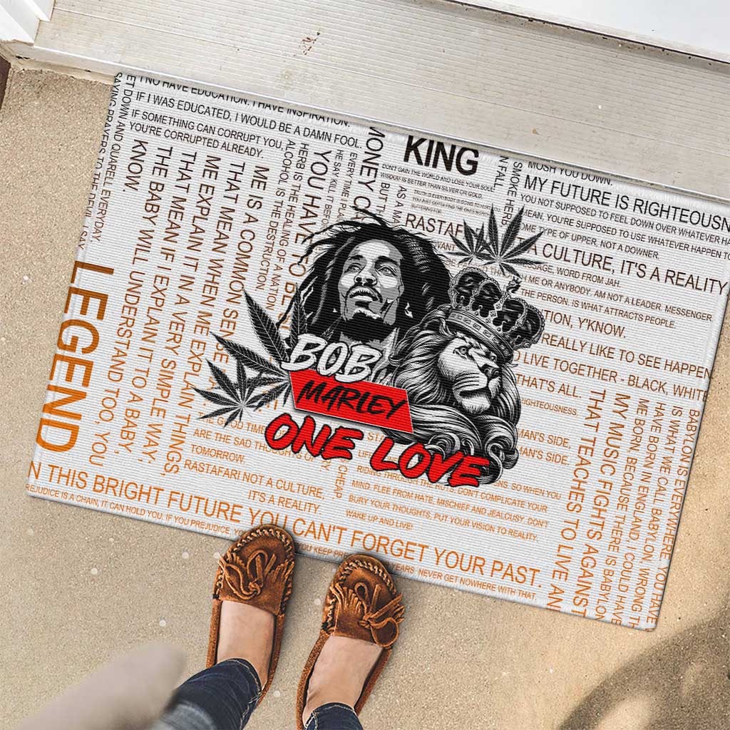 King of Reggae Legend Bob Rubber Doormat Lion Rastafari Cannabis Typography Style