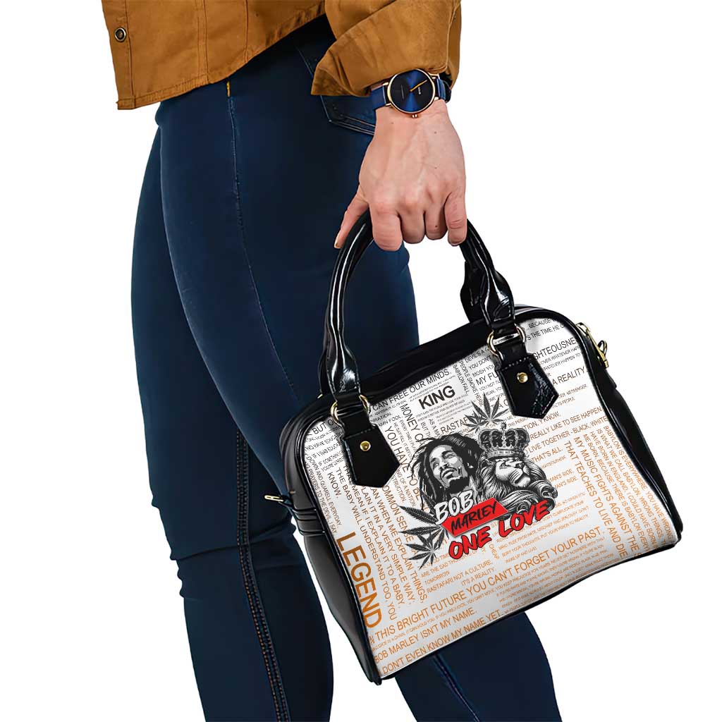King of Reggae Legend Bob Shoulder Handbag Lion Rastafari Cannabis Typography Style
