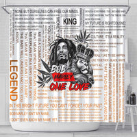 King of Reggae Legend Bob Shower Curtain Lion Rastafari Cannabis Typography Style