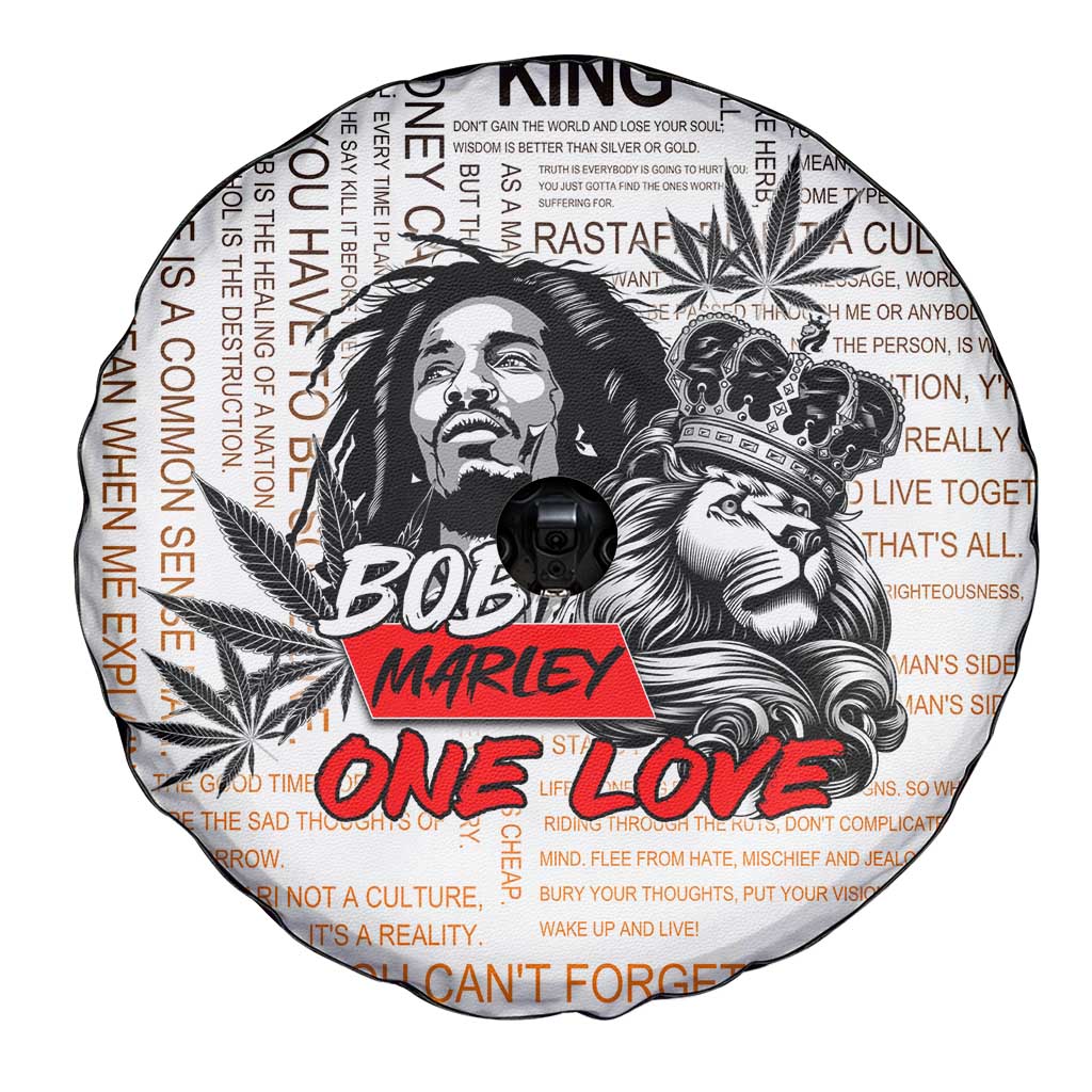 King of Reggae Legend Bob Spare Tire Cover Lion Rastafari Cannabis Typography Style