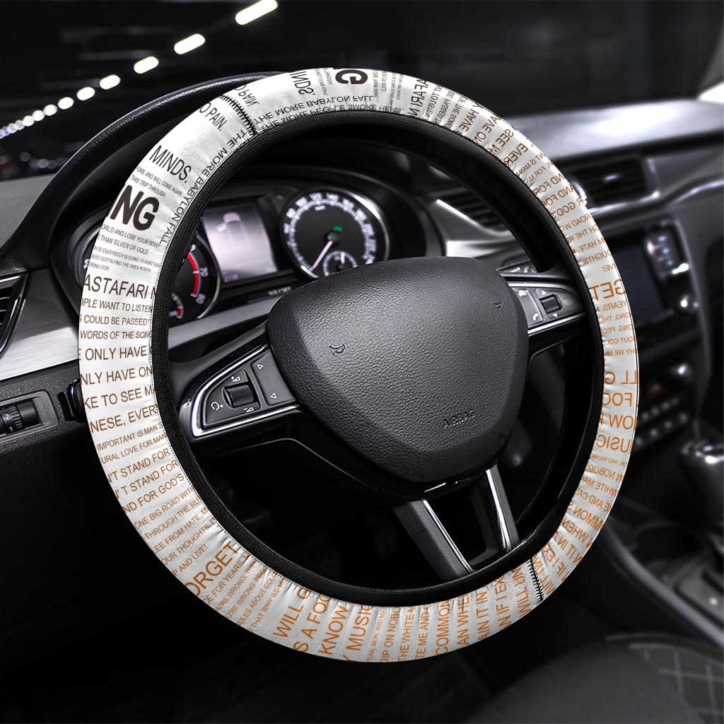 King of Reggae Legend Bob Steering Wheel Cover Lion Rastafari Cannabis Typography Style