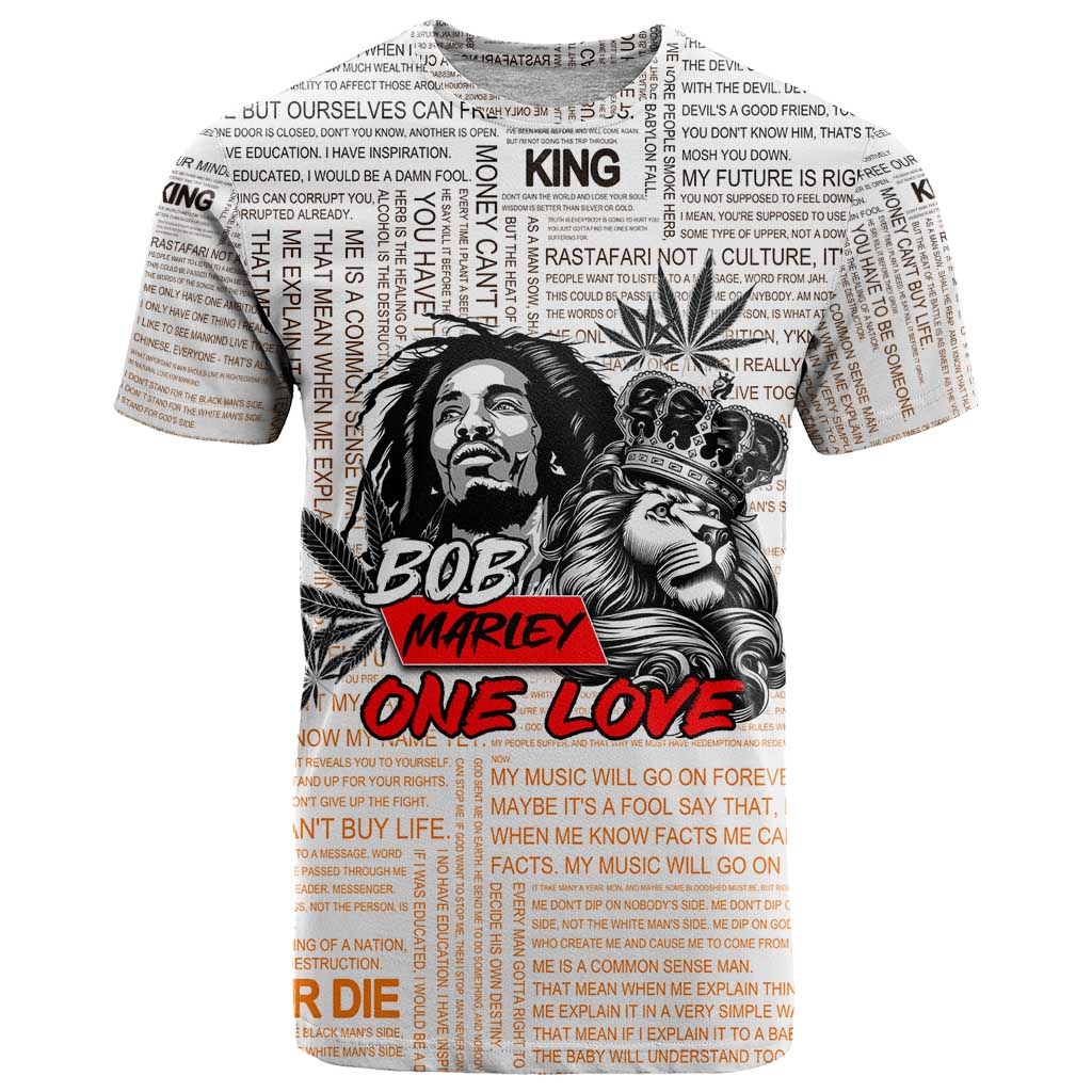 King of Reggae Legend Bob T Shirt Lion Rastafari Cannabis Typography Style
