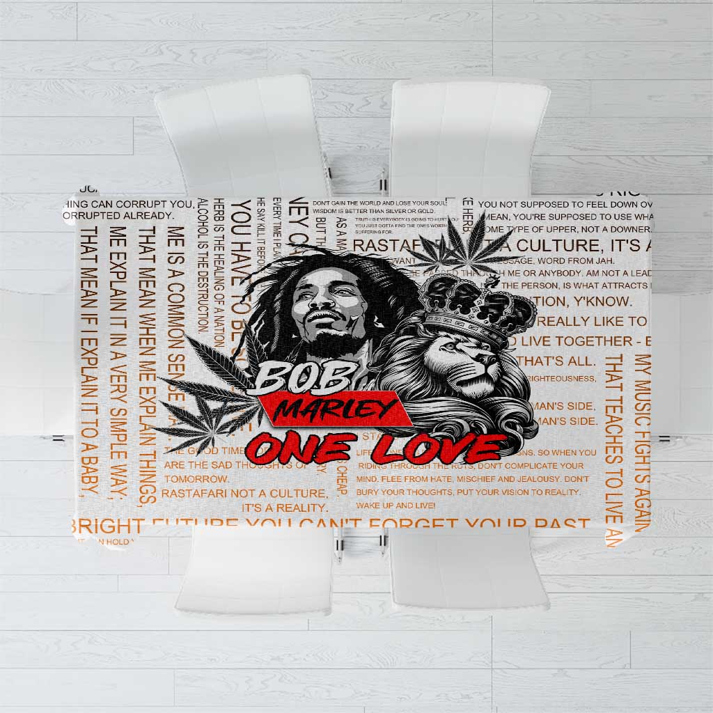 King of Reggae Legend Bob Tablecloth Lion Rastafari Cannabis Typography Style
