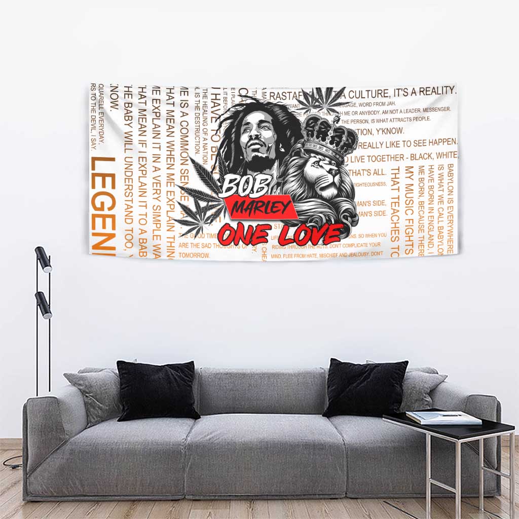 King of Reggae Legend Bob Tapestry Lion Rastafari Cannabis Typography Style