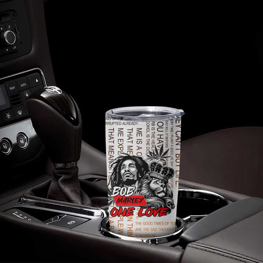 King of Reggae Legend Bob Tumbler Cup Lion Rastafari Cannabis Typography Style